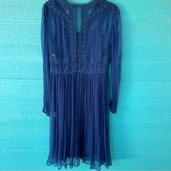 SUNDANCE 2PC CROCHET LACE EMPIRE WAIST BLUE LAPIS ROMANTIC DRESS SIZE 4 NWT - Picture 5 of 8